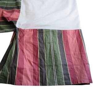 Vintage Y2K Waverly Queen Bed skirt Pink Green Brown Stripes 14.5 in Drop